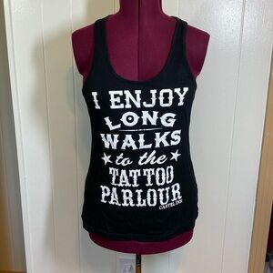 Ladies Cartel Ink I Enjoy Long Walks To The Tattoo Parlour black racer back tank